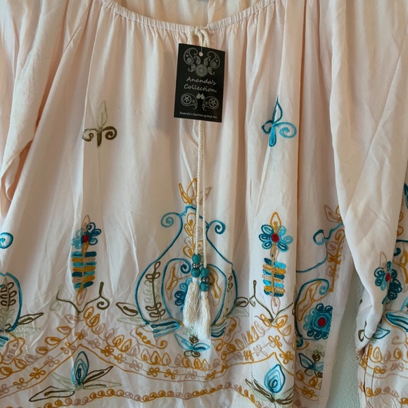 NEW! PLUS SIZE! Embroidered Boho Peasant Blouse Size 1X - Picture 6 of 7